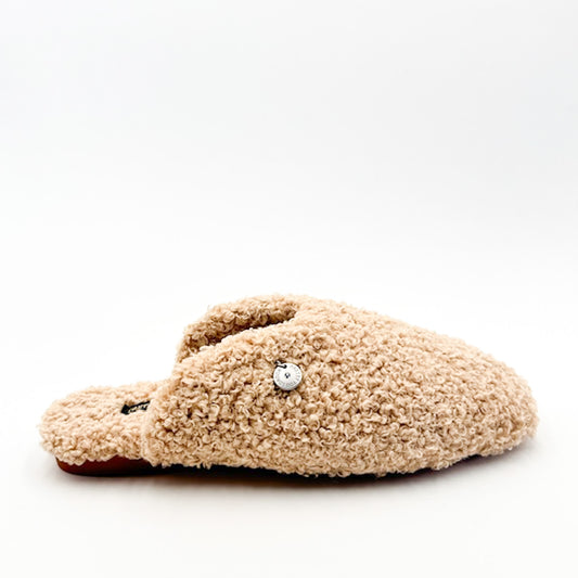 Pretty You Carla shearling slippers in cream