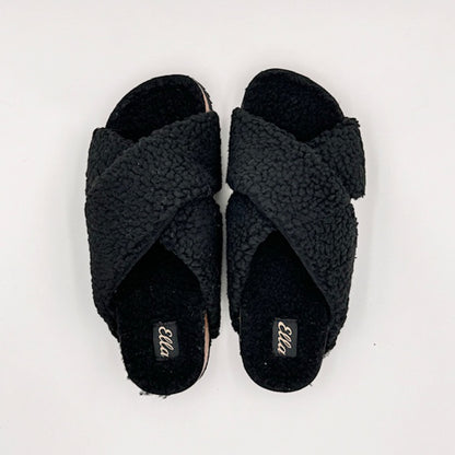 Ella criss cross black slippers