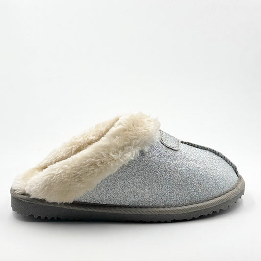 Ella silver sparkle slippers