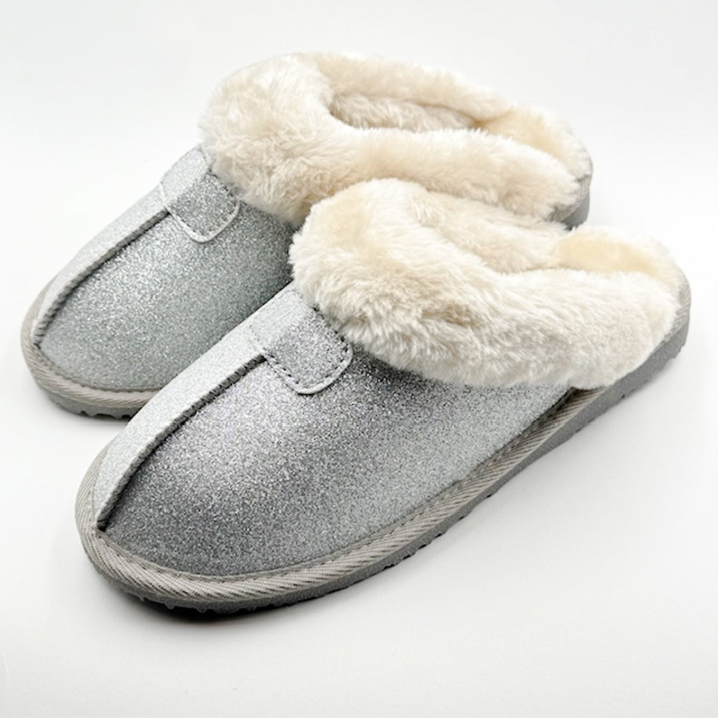 Ella silver sparkle slippers