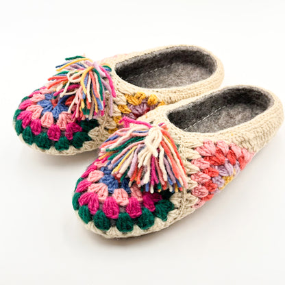 French Knot wool slippers