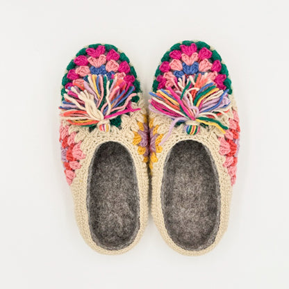 French Knot wool slippers