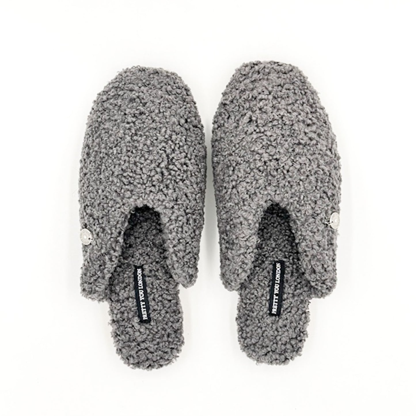 Pretty You Carla shearling slippers in charcoal