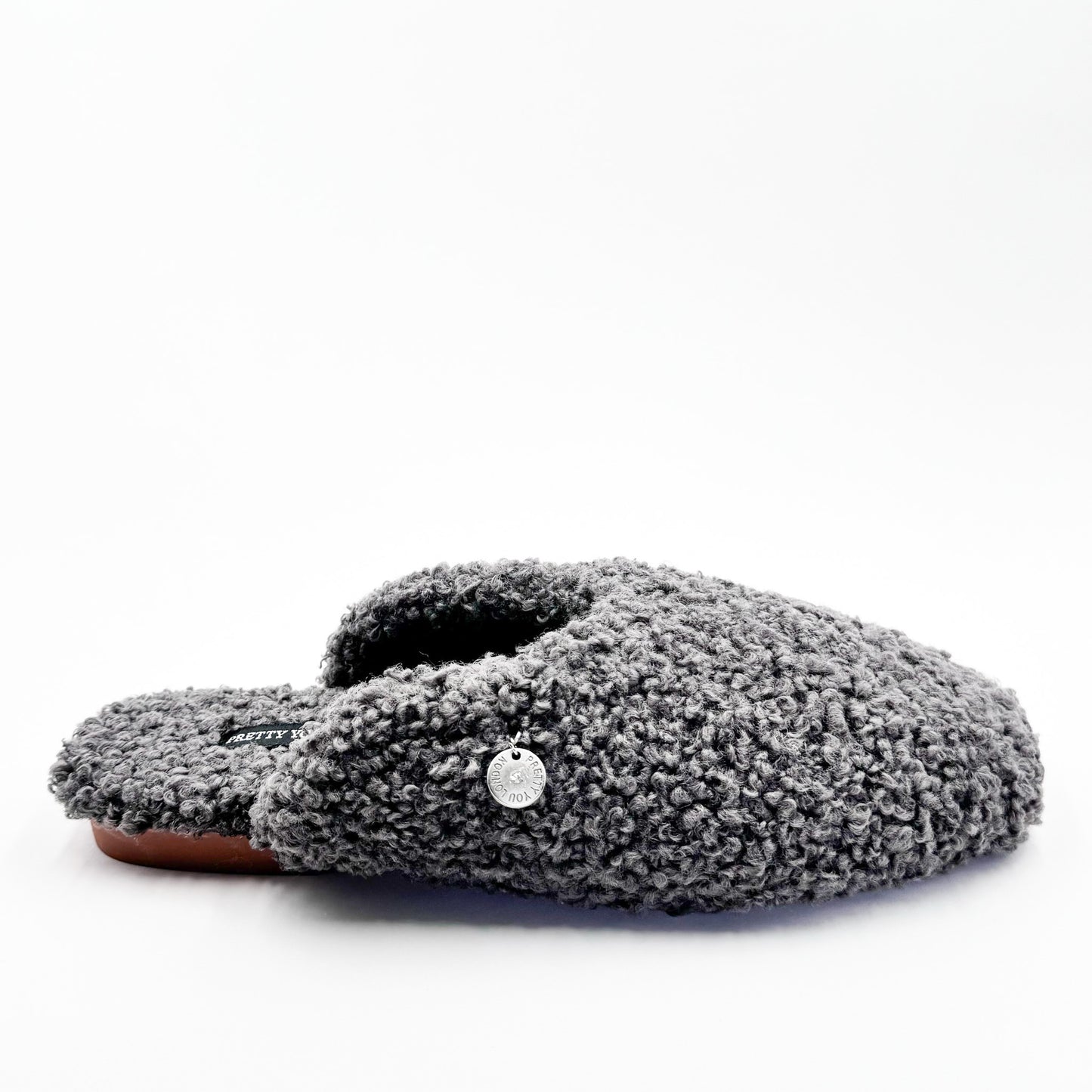 Pretty You Carla shearling slippers in charcoal