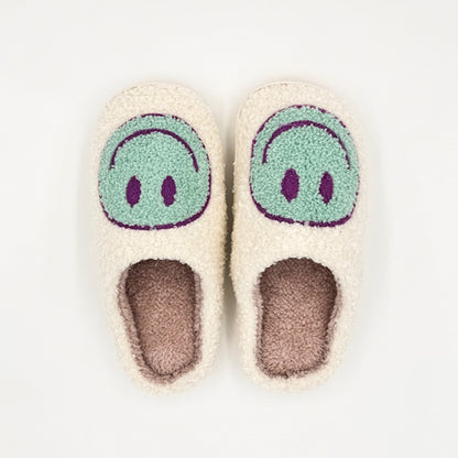 Smiley face slippers in blue