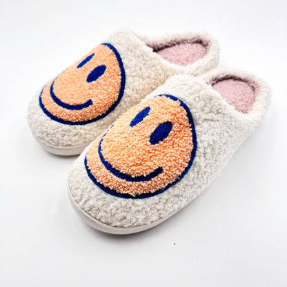 Smiley face slippers in blue